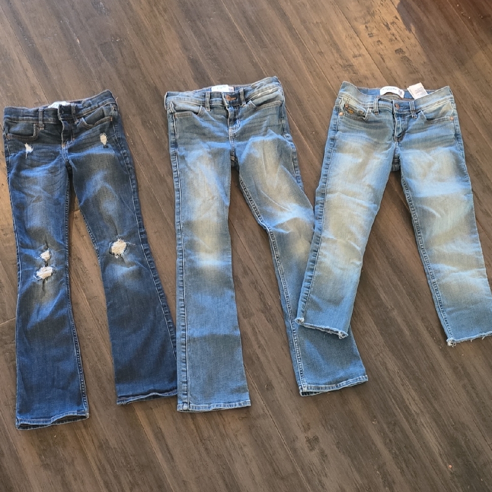 Abercrombie Kids Distressed Blue Boot Cut Jeans